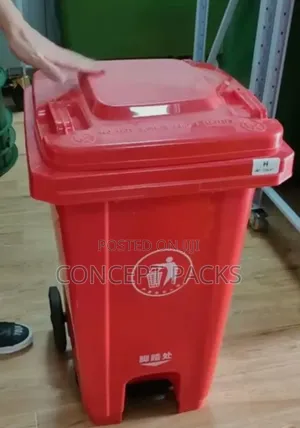 120 Litres 2 Wheel Red Pedal Bin.