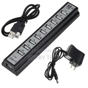 USB 2 10 Port External HUB W Power Adapter for Desktop
