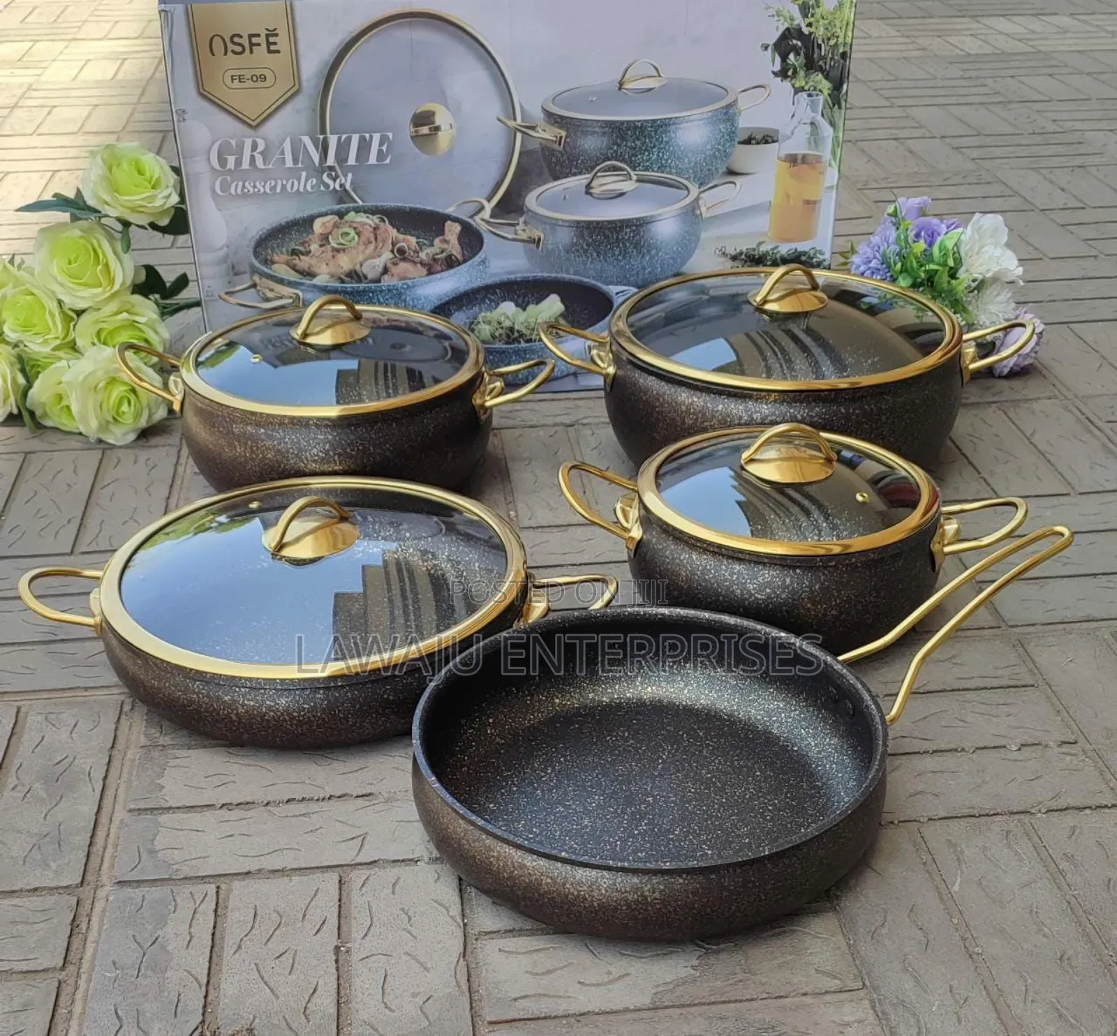 9pc Granite Classy Cookware