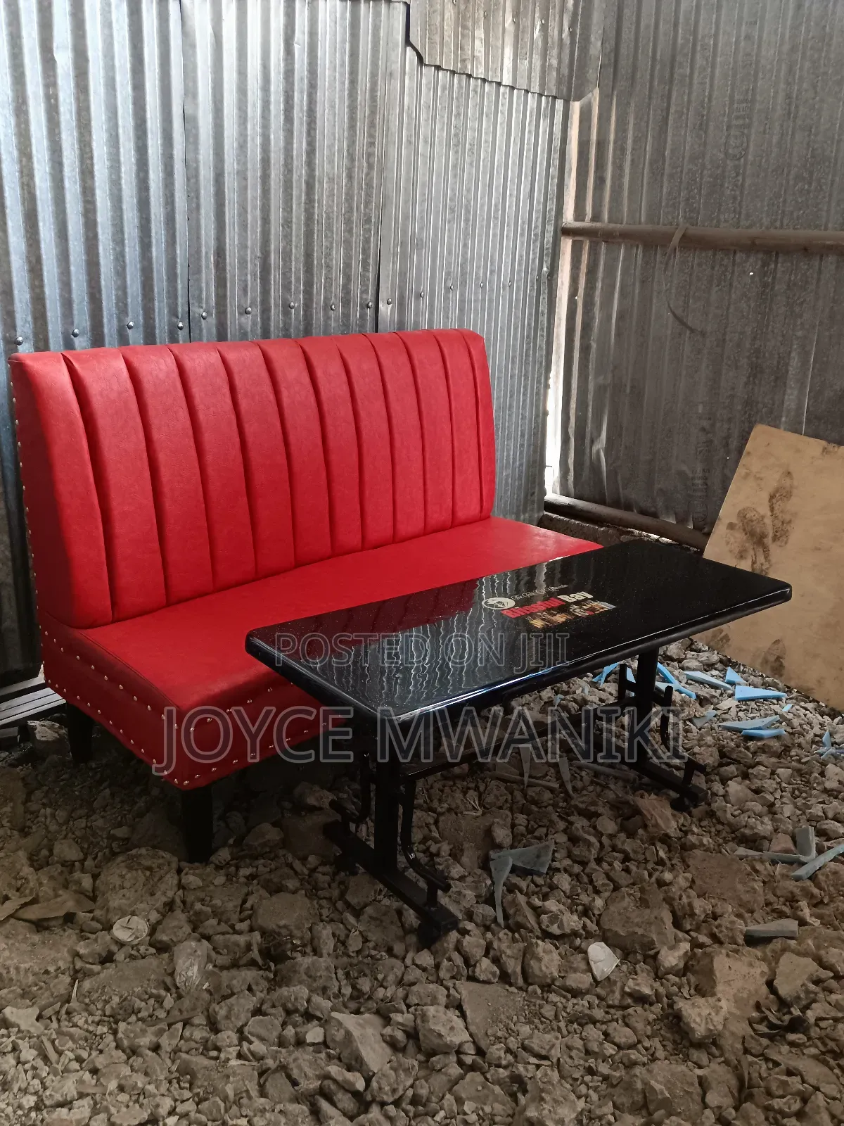 Restaurant Couch Red and a Table 