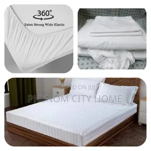 White Stripped 5pc Matress Cover