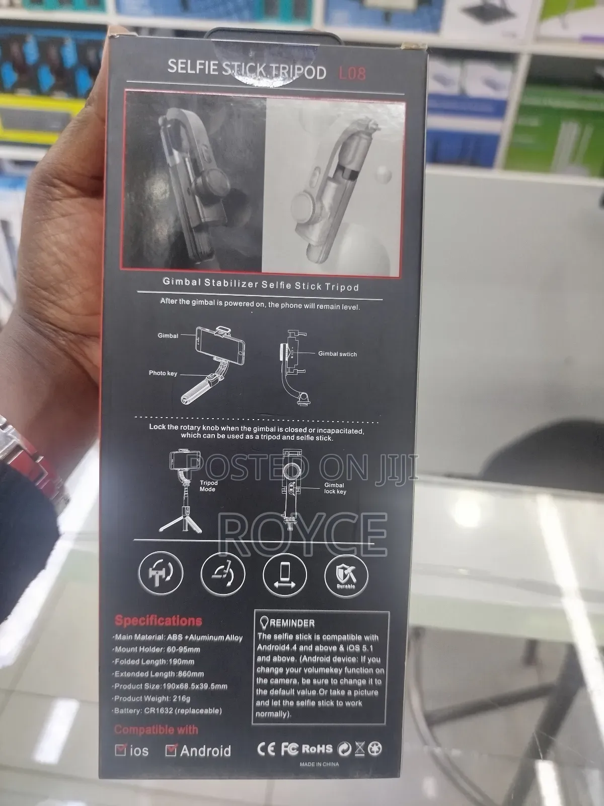 Gimbal Stabilizer Selfie Stick Tripod
