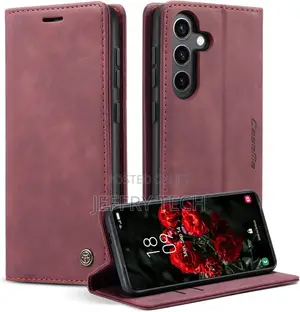 (Red, S24 Flip Case Magnetic Stand Flip Protective Cover Lea