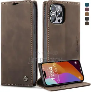 Flip Protective Cover Leather Case iPhone-15-pro-max (Coffe