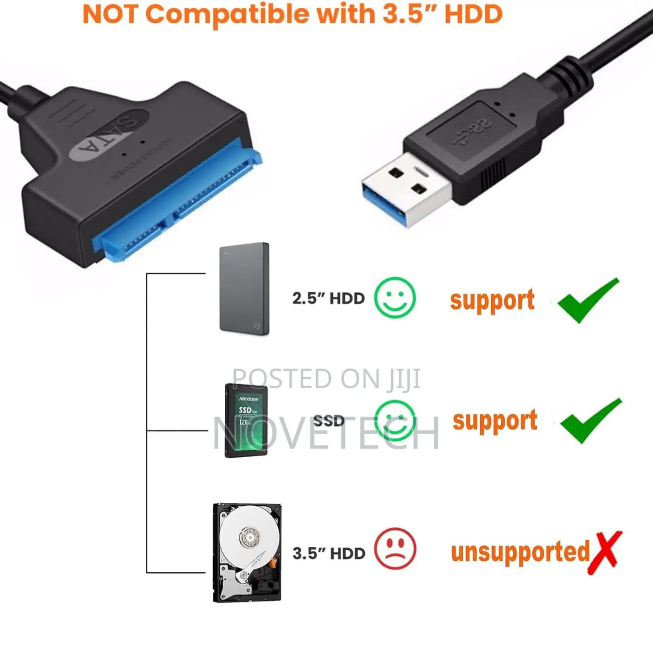 SATA to USB 3.0 Cable, for 2.5 Inch SSD HDD