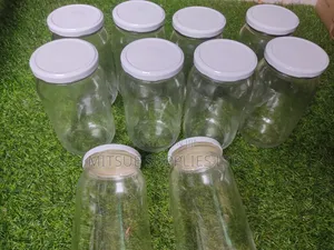 10 Glass Jar 1000ml With Metallic White Lids With Seals