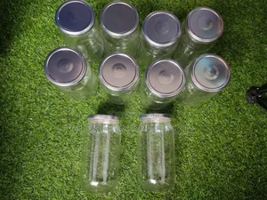 10 Glass Jar 1000ml With Metallic Silver Lids With Seals