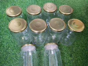 10 Glass Jar 1000ml With Metallic Gold Lids With Seals