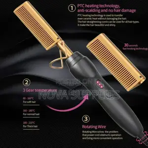 2 IN 1 Hot Comb Wet and Dry Hair Use Hair Straightener Comb.