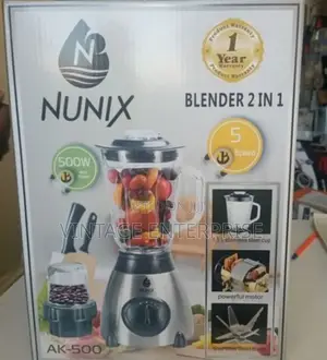 Nunix AK-500 Powerful 2 in 1 Blender With Glass Jar -1.5l.