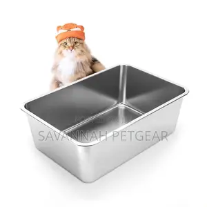 Open Stainless Steel Cat Litter Box