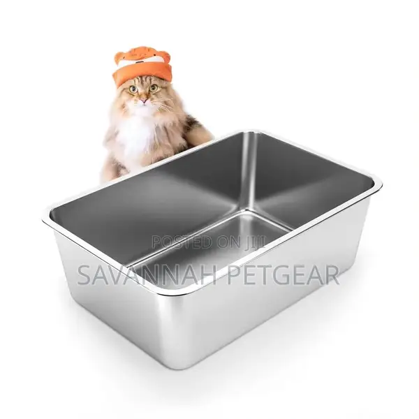 Open Stainless Steel Cat Litter Box
