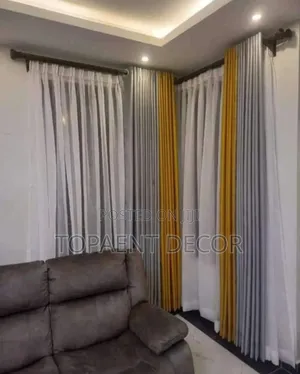 Grey and Yellow Window Curtains and Sheers