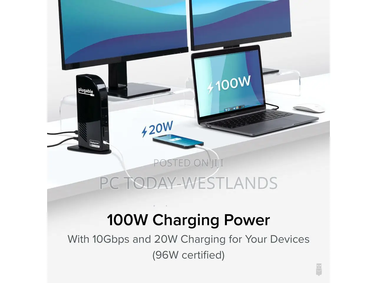 Plugable Usb C Docking Station Triple Monitor 100w Wn/Mac