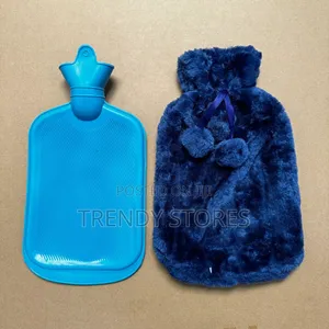 Blue Fur Cover Hot Water Bottle