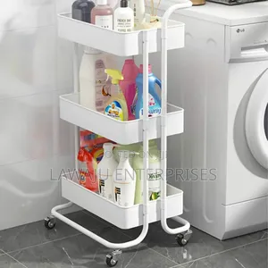 White Multifunctional Movable Trolley