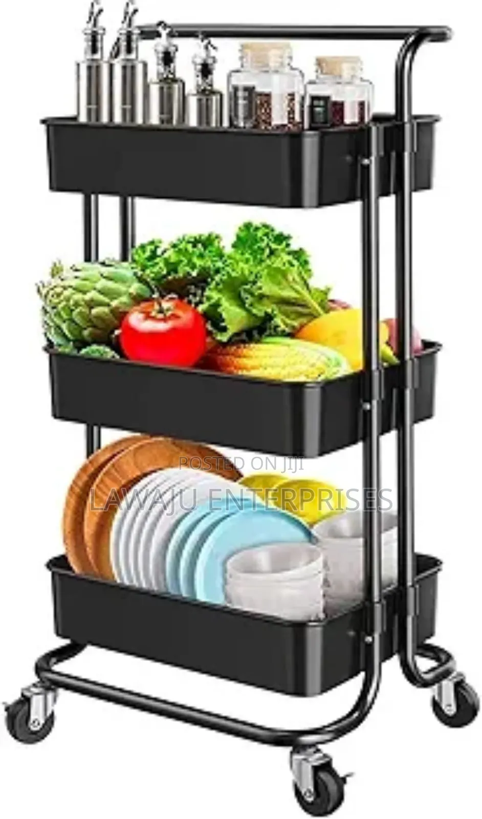 Black Multifunctional Movable Trolley