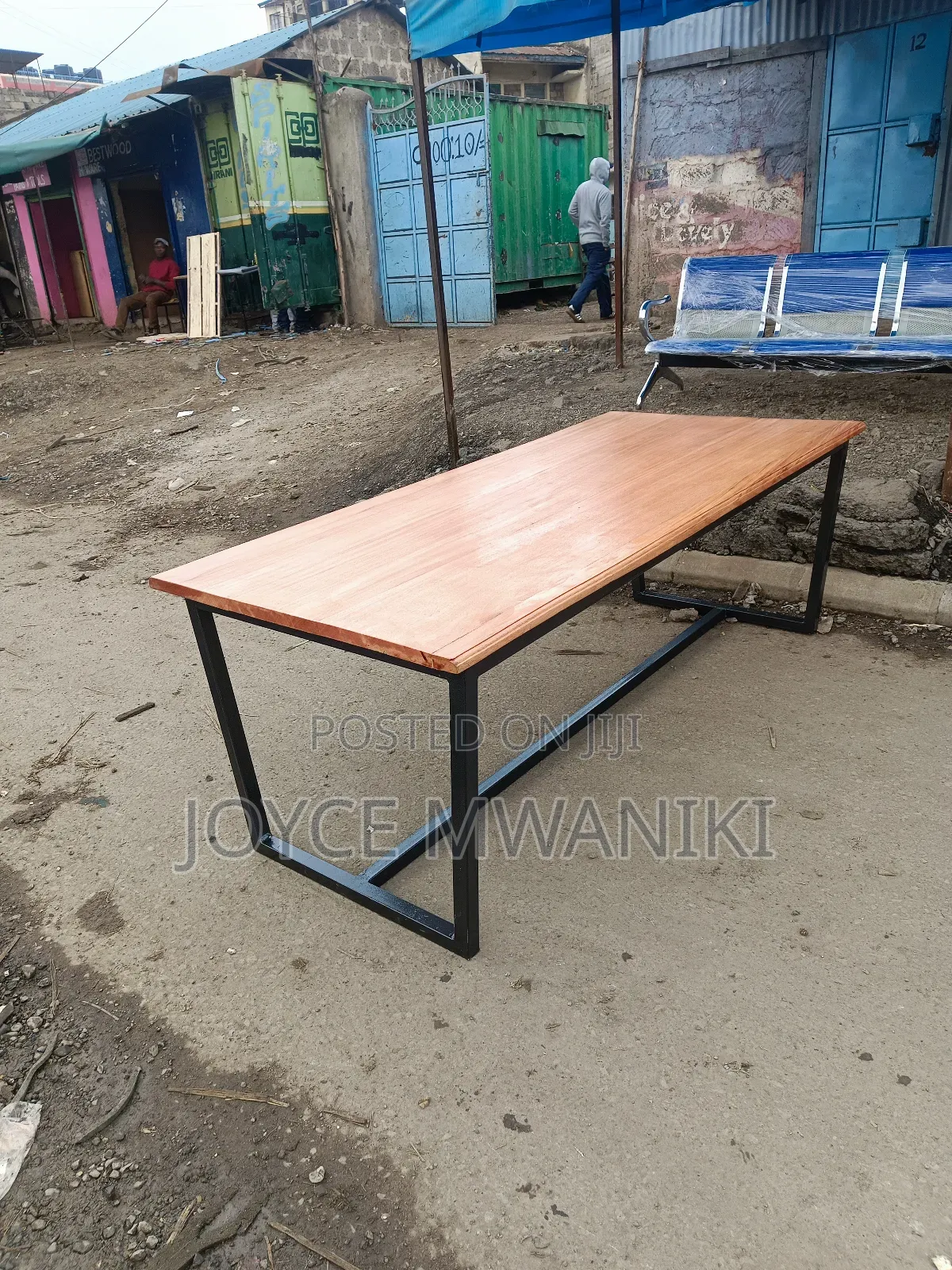 Mahogany Conference Powder Coated Table 8ft by 3ft 