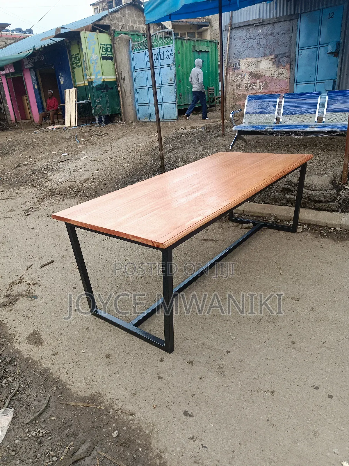 Mahogany Conference Powder Coated Table 8ft by 3ft 