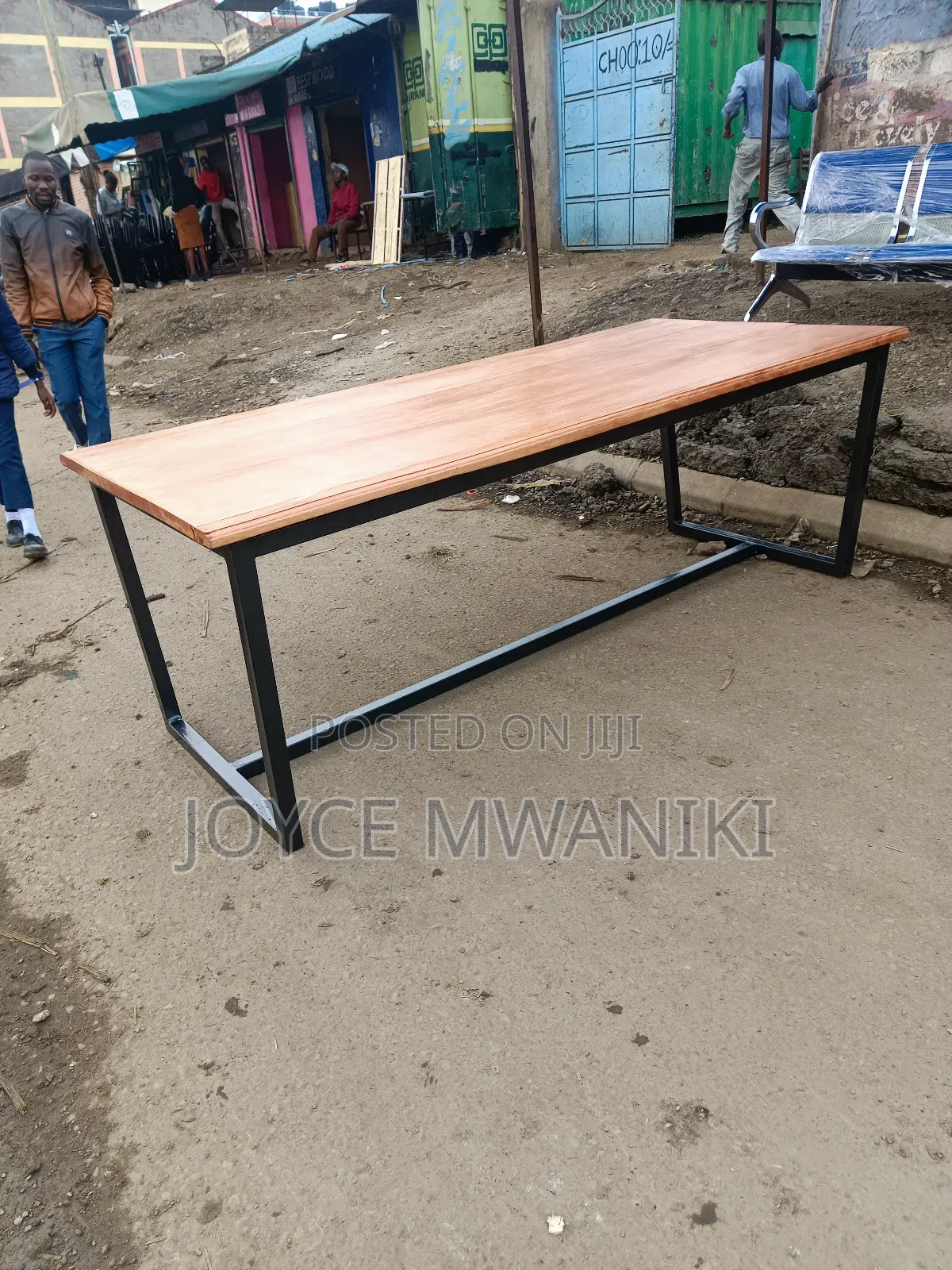 Mahogany Conference Powder Coated Table 8ft by 3ft 