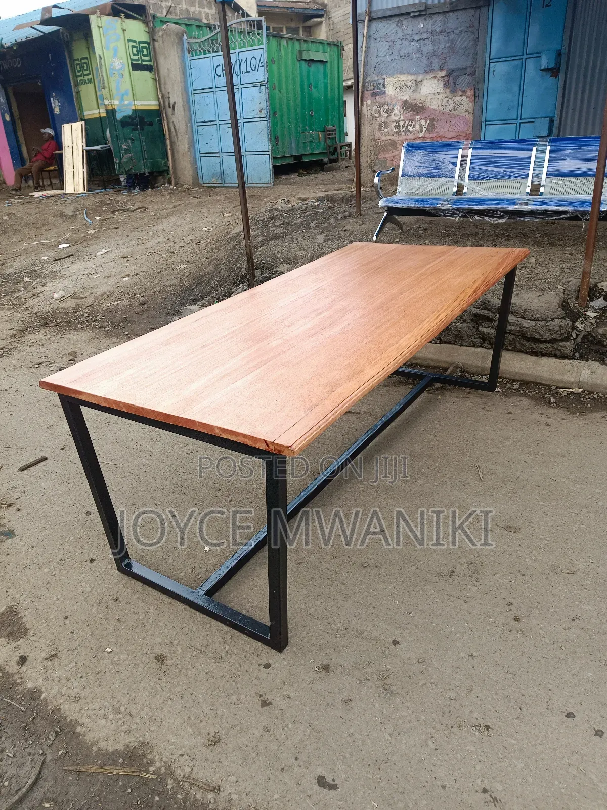 Mahogany Conference Powder Coated Table 8ft by 3ft 