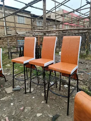 Executive High Bar Chairs, White and Gold 