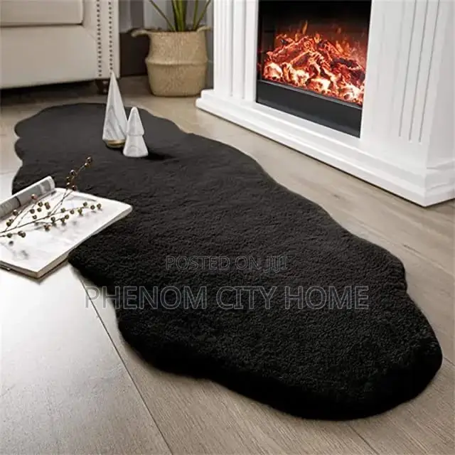 Elegant Soft Rabbit Fur Bedside Mat