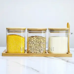 *3 in 1 Airtight Containers + Bamboo Stand