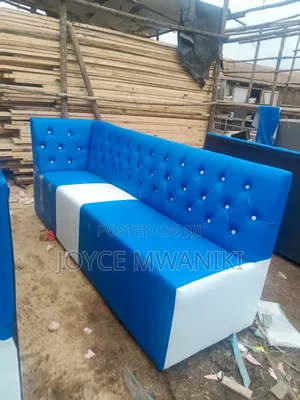 Couch 6ft, Blue and White, With Armrest 