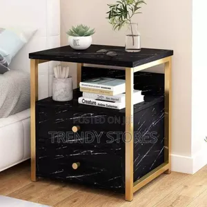 Black Marble Bedside Table