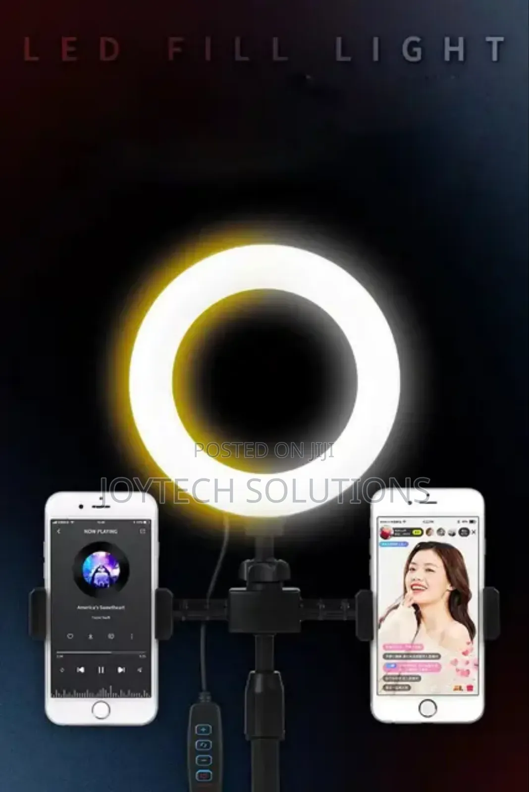 Phone Led Fill Light Tripod Stand. Dual Holders