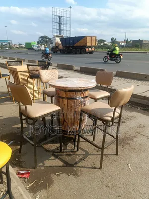 High Bar Chairs Set, With Barrel Table.