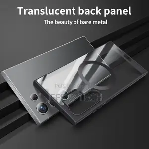 Magnetic Cover for S24 Ultra,Soft Frosted Frame Hard Clear B