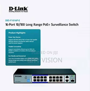 D-Link Des-F1016p-E16-Port Fast Ethernet Unmanaged Longrange