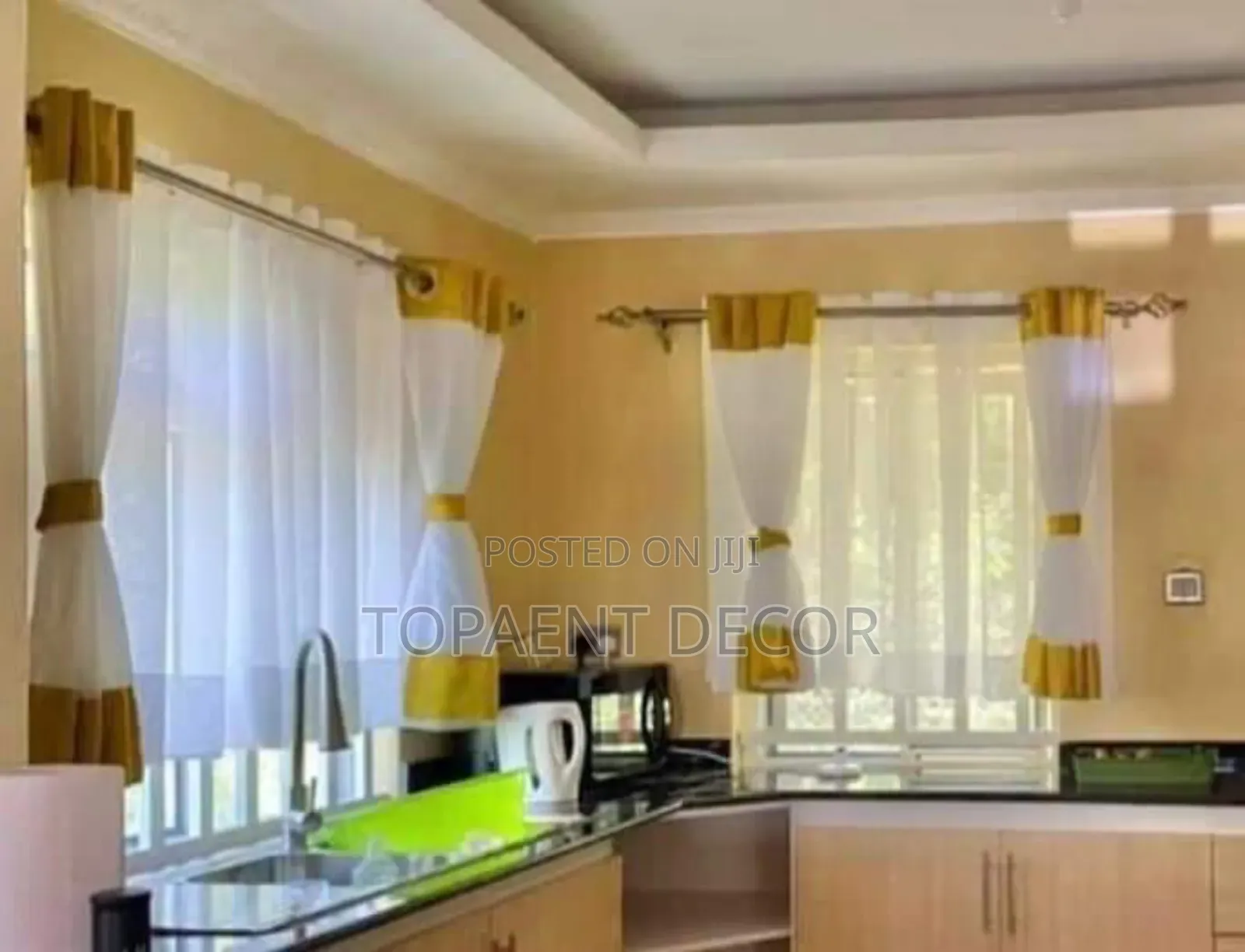 Themed Yellow Kitchen Sheer