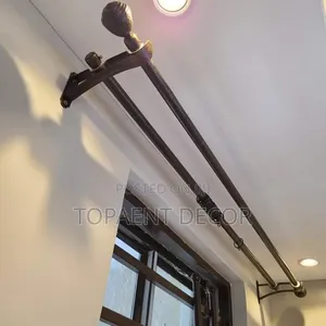Brown Double Adjustable Window Curtain Rods