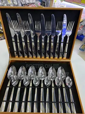  *24pcs Briefcase Cutlery Set ,With a Gold Design