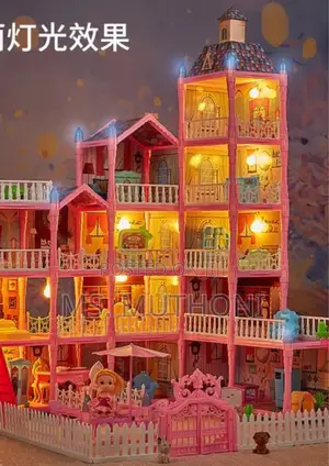 374 Pieces ,15 Rooms Diy Glowing Doll House*