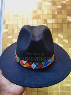 Black Beaded Fedora Hat