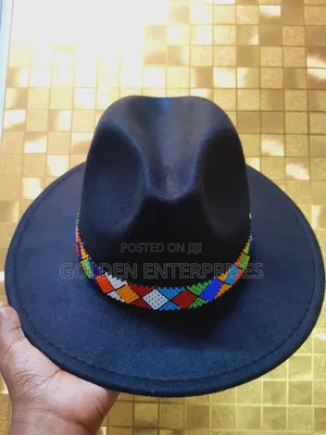 Black Beaded Fedora Hat