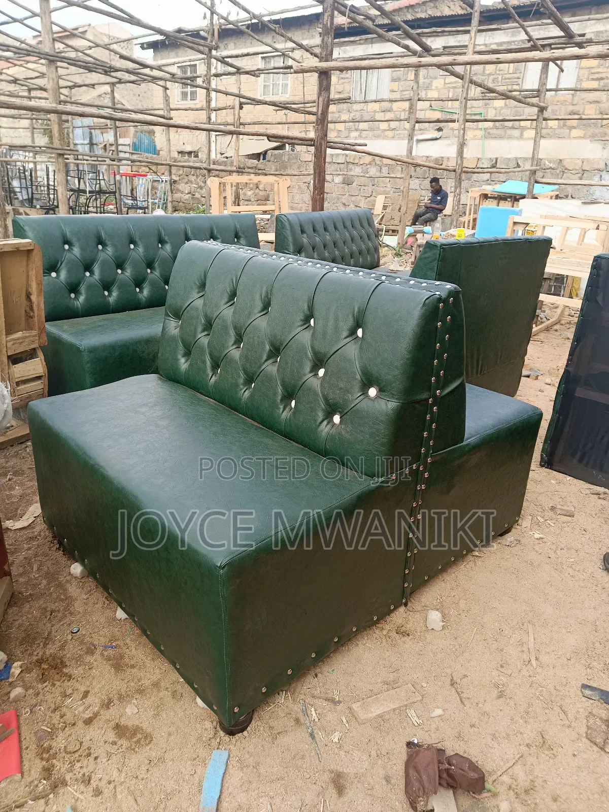 Back to Back Restaurant Couch Jungle Green 
