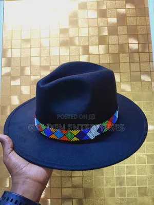 Black Beaded Fedora Hat