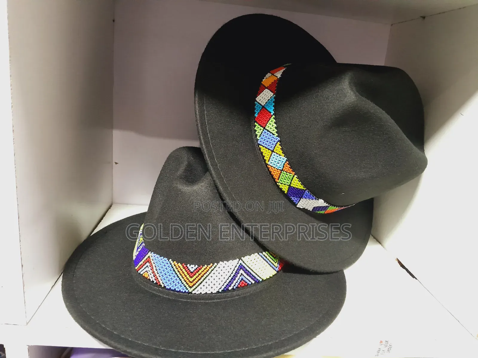 Black Beaded Fedora Hat
