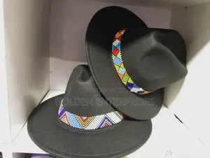 Black Beaded Fedora Hat
