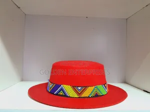 Red Beaded Fedora Hat
