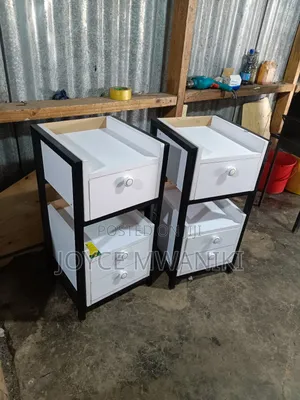 Salon Drawers, White Colour and Black Frame.
