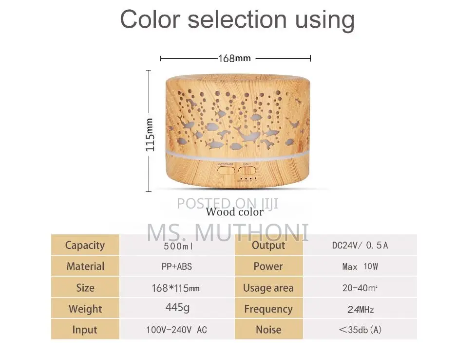 Remote Controlled 500 Ml Ultrasonic Humidifier