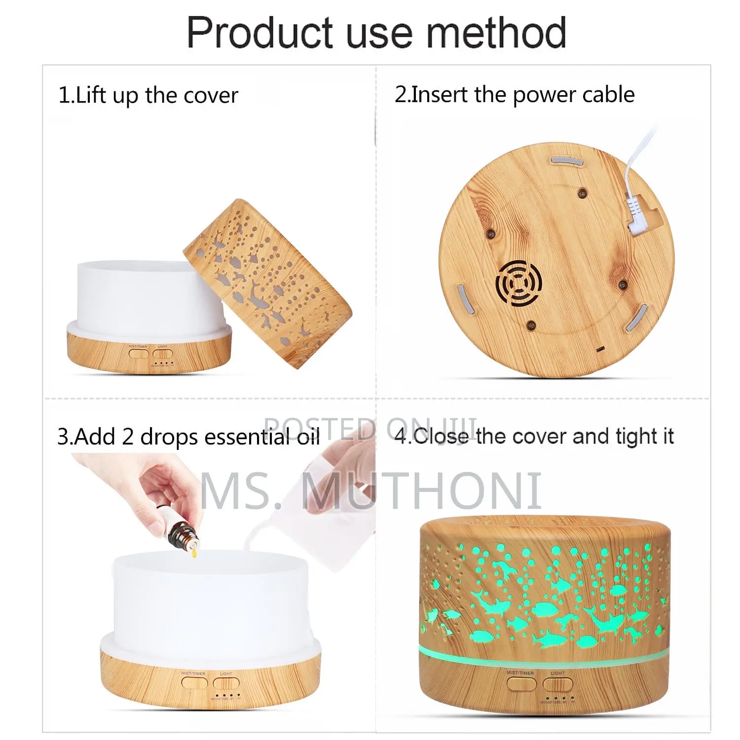 Remote Controlled 500 Ml Ultrasonic Humidifier