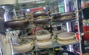 9PCS Hausroland Granite Cooking Cookware With Gold Ring
