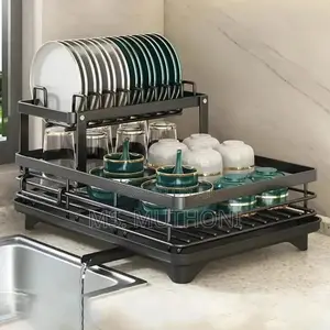 *2 Tier Dish Rack With Cutlery Holder Chop Board Holder*